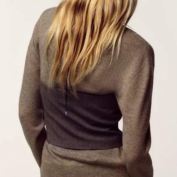 NWT Zara Herringbone Bustier Corset Tube Top - Picture 6 of 13